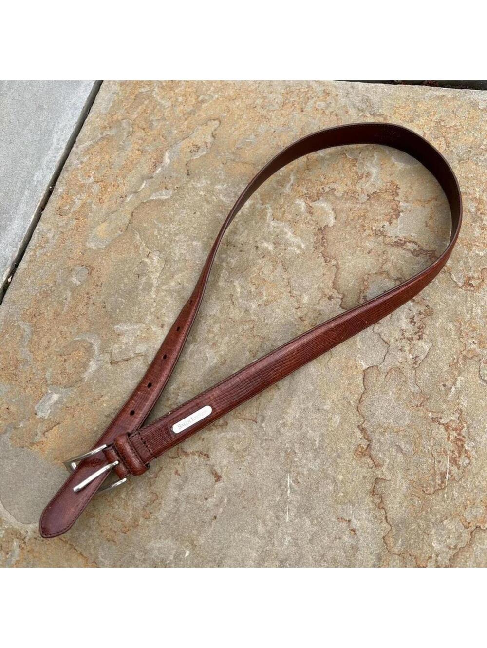 NeoVintage Y2K Ralph Lauren Brown Leather Croc Embossed Belt